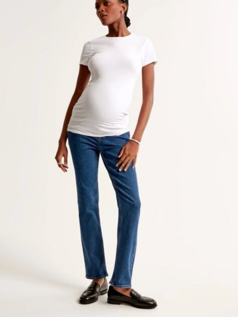 Maternity Ankle Straight Jean in Dark by Abercrombie